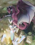  absurd_res bodily_fluids dragon dripping genital_fluids genitals hi_res knot looking_at_viewer masturbation penile_spines penis precum ridged_penis solo 