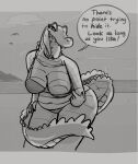  absurd_res ambient_bird anthro avian bent_over big_breasts bikini bird breasts clothed clothing dialogue dubindore female greyscale hi_res inviting monochrome non-mammal_breasts open_mouth partially_clothed sharp_teeth sketch sky slightly_chubby smile solo speech_bubble swimwear teeth thick_thighs tongue 