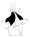  animal_genitalia animal_penis anthro balls bow_tie canid canine canine_genitalia canine_penis canis cape chest_tuft clothing fangs fur genitals holding_penis knot looking_at_viewer male mammal penis penis_grab solo squishy_(artist) standing tail teeth thick_thighs tuft vampire wolf 