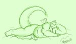  anthro bedroom_eyes belly dragon dragon_tales erection fangs genitals looking_at_viewer lying male narrowed_eyes on_side ord_(dragon_tales) penis scalie seductive sketch small_wings smile solo teeth uniparasite wings 