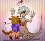  &lt;3 albert_lupine alien anthro ayato bodily_fluids bottomwear brown_nose canid canine canis clothed clothing crying detailed_background duo embrace footwear fully_clothed grey_body grey_scales hoodie hug male mammal open_mouth orange_bottomwear orange_clothing orange_pants pants pattern_background purple_clothing purple_hoodie purple_topwear red_clothing red_footwear red_shoes scales scott_(ayato) shadow shoes simple_background smile socks striped_background tears teeth_showing tongue tongue_showing topwear white_clothing white_footwear white_socks wolf yellow_eyes 