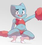  2023 anthro biped black_eyebrows black_eyes black_whiskers blue_arms blue_body blue_butt blue_ears blue_fur blue_legs blue_thighs blush blush_lines bodily_fluids boots brown_nose bulge butt butt_from_the_front cartoon_network cel_shading cheerleader clothed clothed_anthro clothed_male clothing crop_top crouching cute_fangs digital_media_(artwork) domestic_cat erect_nipples eyebrows facial_blush felid feline felis footwear fur grey_background gumball_watterson holding_object holding_pom_poms looking_at_viewer male male_anthro mammal midriff monotone_body monotone_fur navel nervous nervous_expression nervous_smile nervous_sweat nipple_outline nipples open_mouth open_smile partially_clothed partially_clothed_anthro partially_clothed_male pink_blush pink_tongue plantigrade pom_poms pose red_clothing red_crop_top red_pom_poms red_thong red_topwear red_underwear redraw shaded shadow shirt simple_background smile smiling_at_viewer solo spread_legs spreading suggestive_pose sweat sweatdrop teeth the_amazing_world_of_gumball thick_thighs thong threek tongue topwear underwear whiskers white_boots white_clothing white_footwear young 