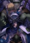  absurdres artoria_pendragon_(fate) blonde_hair censored chain clenched_teeth defeat fate_(series) goblin green_eyes highres injury monster rape ryona shitappa0120 teeth torn_clothes vaginal 