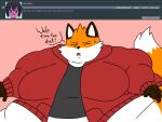  2018 4:3 5_fingers anthro ask_blog batspid2 belly big_belly big_moobs black_eyebrows black_nose bodily_fluids brown_body brown_fur canid canine clothing dialogue digital_drawing_(artwork) digital_media_(artwork) double_chin ear_markings english_text exclamation eyebrows eyes_closed facial_markings facial_tuft female fingers flat_colors fox frown fur glistening glistening_nose gloves_(marking) grey_clothing grey_topwear head_markings hoodie hyper hyper_belly male mammal markings max_(batspid2) midriff moobs morbidly_obese morbidly_obese_anthro morbidly_obese_female multicolored_body multicolored_fur obese obese_anthro obese_female open_mouth orange_body orange_fur overweight overweight_anthro overweight_female pink_background red_clothing red_topwear shirt simple_background solo sweat sweatdrop sweatshirt tail tail_markings tail_tuft text topwear tuft weight_gain white_body white_fur 