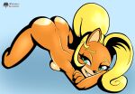  activision anthro ass_up bandicoot blonde_hair breasts coco_bandicoot crash_bandicoot_(series) female fours_(artist) green_eyes hair hi_res looking_at_viewer mammal marsupial nude orange_body resting_head smile solo 