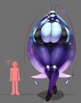  antennae_(anatomy) anthro areola areola_slip big_breasts black_body black_clothing breasts chart clothing duo eyelashes female full-length_portrait generation_7_pokemon grey_background hair height_chart hi_res huge_breasts human hyper hyper_breasts larger_female long_hair looking_at_viewer male mammal nintendo pheromosa pokemon pokemon_(species) portrait shadow shiny_pokemon simple_background size_difference skindentation standing tall_female thick_thighs ultra_beast white_body white_skin wide_hips yboon 