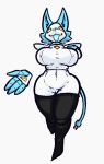  &lt;3 aegisofdarkness anthro big_breasts blue_hair boots bottomless breasts clothed clothing deltarune female floating_hands footwear genitals hair hand_on_breast hi_res machine mammal navel pussy robot solo tasque_manager thick_thighs tight_clothing topwear undertale_(series) wide_hips yellow_eyes 