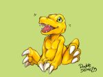  absurd_res agumon bandai_namco claws_out digimon digimon_(species) digital_media_(artwork) dinosaur double_slime feral green_eyes happy hi_res male nub_tail open_mouth reptile scalie solo teeth_showing yellow_body 