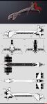  absurdres blueprint_(medium) commentary concept_art eve_online frigate_(eve_online) from_side glowing grey_theme highres ivangraphics military_vehicle multiple_views no_humans original reference_sheet science_fiction spacecraft thrusters vehicle_focus 