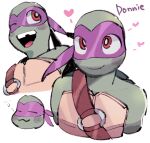  1boy colored_skin commentary_request donatello_(tmnt) english_text furry furry_male green_scales green_skin heart male_focus mask moime one_eye_closed red_eyes simple_background smile teenage_mutant_ninja_turtles teeth tooth_gap turtle_boy upper_body upper_teeth_only white_background 
