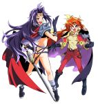  2girls ass cape full_body highres lina_inverse long_hair multiple_girls naga_the_serpent revealing_clothes simple_background slayers take_shinobu white_background 