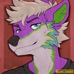  absurd_res blakixtekzer_(artist) canid canine canis headshot_(disambiguation) hi_res icon mammal neon smile wolf 