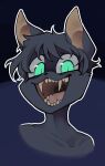  anthro black_body black_fur domestic_cat fangs felid feline felis fur green_eyes hi_res icon male mammal msnake open_mouth open_smile pupils slit_pupils smile solo teeth 