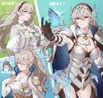  2girls ai_tkkm armor black_leotard black_panties blush breasts cleavage closed_mouth corrin_(female)_(fire_emblem) corrin_(fire_emblem) crown dragonstone expressions fire_emblem fire_emblem_cipher fire_emblem_fates highres ice leotard long_hair medium_breasts mikoto_(fire_emblem) mother_and_daughter multiple_girls multiple_views official_alternate_costume open_mouth panties smile solo underwear 