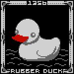  16-bit 1:1 ambiguous_gender anatid anseriform avian bath_toy beak bird black_background border digital_media_(artwork) duck duckonaut english_text feral floating grey_border grey_text inanimate_object number partially_colored pixel_(artwork) restricted_palette rubber_duck scp-1356 scp_foundation simple_background solo text water 