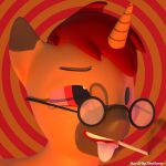  1:1 abstract_background anthro blender_(software) drugs equid equine fan_character hardflip hardflipthehorse hasbro horse icon looking_pleasured male mammal marijuana my_little_pony red_eyes smoke_from_mouth smoking solo spiral_background tongue tongue_out 