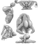  absurd_res bald big_butt breasts butt claws eye_socket eyeless featureless_breasts featureless_crotch female flexible grey_body hi_res huge_butt humanoid hxveuseenmypen long_fingers looking_back monster monstrous_humanoid nude sharp_claws simple_background smile solo splits spread_legs spreading thick_thighs white_background wide_hips 