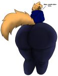  anthro big_butt big_tail bird_dog butt butt_focus canid canine canis clothing diggy_(diggydog) diggydog domestic_dog english_text facial_tuft floppy_ears fur fur_markings golden_retriever hi_res huge_butt hunting_dog hyper hyper_butt looking_away male mammal markings rear_view retriever solo sweater tail text thick_thighs topwear wide_hips 