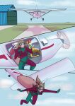  2023 aircraft airplane babystar comic detailed_background eyewear female fur gemma_polson goggles goggles_on_face group hair headgear headphones headset hi_res male mammal outside rodent sciurid skydiving tail tree_squirrel trio 