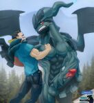  abs anthro anthro_dominating_human backwards_hat big_dom_small_sub big_muscles big_pecs big_penis black_body bodily_fluids bottomwear chokehold clenched_teeth clothed clothed/nude clothing dominant dominant_anthro dominant_male dripping duo erection generation_5_pokemon genital_fluids genitals grey_body hat headgear headwear hi_res holding_partner horn human human_on_anthro imminent_rape interspecies larger_anthro larger_male legendary_pokemon male male/male mammal multicolored_body muscular nintendo nude pants pecs penis pokemon pokemon_(species) pokemon_trainer pokephilia precum precum_drip shirt size_difference smaller_human smaller_male submissive submissive_human submissive_male teeth todex topwear winged_arms wings zekrom 