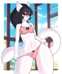  &lt;3 absurd_res anthro bite biting_lip black_eyes black_hair blush bra clothed clothing crossdressing domestic_cat felid feline felis fur girly hair hi_res lingerie long_hair looking_at_viewer makeup male mammal mercy_(suelix) panties pink_clothing ponytail shudayuda smile smiling_at_viewer solo tail underwear white_body white_fur 