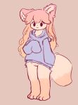  anthro bottomless clothed clothing digital_media_(artwork) female fur genitals hair hi_res hoodie hoodie_only looking_at_viewer pussy simple_background solo tail topwear topwear_only 