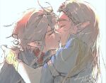  armlet circlet closed_eyes french_kiss from_side kchang57 kiss light_brown_hair link long_hair pointy_ears princess_zelda princess_zelda_(botw) royal_guard_set_(zelda) short_hair the_legend_of_zelda the_legend_of_zelda:_breath_of_the_wild 