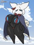  anthro areola arthropod big_breasts bikini blue_areola breasts cape clothing eyes_closed fan_character female hi_res hollow_knight huge_breasts huge_thighs jyto miriam_(hk_fan_character) non-mammal_breasts sling_bikini solo swimwear team_cherry thick_thighs wings 