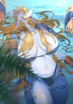  big_breasts bikini blonde_hair breasts clothing dragon female hair hi_res multicolored_body navel passionpit777 scalie side-tie_bikini solo string_bikini swimwear two_tone_body water wet wet_body 