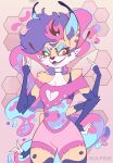  2023 4_arms anthro arthropod artist_name bottomwear canid canine clothing demon female fingers fox fur hair helluva_boss hi_res hybrid insect insect_wings mammal multi_arm multi_limb multicolored_body multicolored_fur multicolored_hair nullpine open_mouth pink_bottomwear pink_clothing pink_shorts queen_bee-lzebub_(helluva_boss) shorts solo wings 