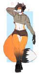  abs anthro athletic athletic_female bronx23 canid canine female fox headphones hi_res letsdrawcats mammal rosaline_(bronx23) solo thick_thighs 