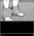  2020 animated animated_comic anthro barefoot bottomwear bottomwear_down canid canine choose_your_own_adventure close-up clothed clothing comic dialogue_box digital_drawing_(artwork) digital_media_(artwork) english_text faceless_character faceless_male feet gameplay_mechanics greyscale gui male mammal monochrome narration pants pants_down partially_clothed public short_playtime solo spank_chapsman subtle_animation text themongrel unzipped unzipped_pants zipper 
