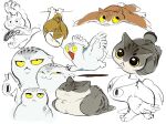  2023 ambiguous_gender avian bird domestic_cat felid feline felis feral group hi_res hybrid mammal owl signature yogin 