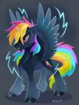  alternate_form anoraknr dark_body dark_fur equid equine fangs female friendship_is_magic fur hair hasbro hi_res hooves mammal multicolored_hair multicolored_tail my_little_pony pegasus purple_eyes rainbow_dash_(mlp) rainbow_hair rainbow_tail sharp_teeth smile tail teeth wings 