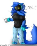  absurd_res armor back_hair big_breasts big_ears big_tail black_clothing black_shirt black_topwear blue blue_body blue_bottomwear blue_claws blue_clothing blue_fur blue_hair blue_pants blue_skin body_hair bottomwear breasts bushy_hair claws closed_frown clothing container cup detailed_shading eyes_closed female female_protogen fluffy fluffy_tail frown_eyebrows fur furry hair hexagon hexagonal_grid hi_res holding_container holding_cup holding_object huge_tail long_hair looking_away machine meme messy_fur messy_hair messy_tail mouth_closed mug owo pants pattern_bottomwear pattern_clothing plaid plaid_bottomwear plaid_clothing protogen protogen_visor shirt sokoyo sokoyo_owo standing starry starry_(sokoyo_owo) tail text text_box thick_thighs thighs tired tired_expression tired_eyes tired_look topwear yellow_eyes 