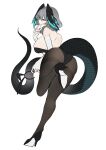  1girl alternate_costume animal_ears aqua_eyes aqua_tail aqua_wings arknights ass ass_focus back backless_leotard backless_outfit balancing bare_back bare_shoulders black_footwear black_hairband black_leotard black_nails black_tail black_wings breasts brown_pantyhose commentary_request dutch_angle elbow_gloves eyelashes fake_animal_ears fake_animal_ears_removed feathered_wings finger_to_mouth fingerless_gloves fingernails fishnet_pantyhose fishnets foot_up foreshortening from_behind full_body gloves goma_74umai grey_hair hair_between_eyes hair_flowing_over hairband hand_up head_wings high-waist_sideboob high_heels highleg highleg_leotard highres ho&#039;olheyak_(arknights) holding holding_hairband index_finger_raised invisible_floor large_breasts leaning leaning_forward legs leotard long_tail looking_at_viewer looking_back medium_hair multicolored_tail multicolored_wings nail_polish pale_skin pantyhose playboy_bunny presenting presenting_ass profile pumps rabbit_ears scales shoulder_blades sideboob sideways_glance simple_background sleeveless smile smirk snake_tail solo standing standing_on_one_leg strapless strapless_leotard tail thighs tongue tongue_out two-tone_tail two-tone_wings white_background white_gloves wings 