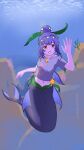  hair_bun highres ibispaint_(medium) mermaid monster_girl seaweed shirt siegfried1810 simple_background underwater wata-chan_(yasuda_genshou) yasuda_genshou 