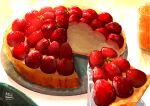  airihanezora cup dated food food_focus fruit no_humans original plate shadow signature slice still_life strawberry tart_(food) 