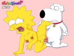  bestiality brian_griffin canid canine canis collar crossover domestic_dog duo family_guy female feral hi_res human lisa_simpson male male/female mammal maxlat nude open_mouth red_collar simple_background teeth the_simpsons tongue yellow_body young 