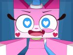  aroused domestic_cat equid equine felid feline felis female hi_res horn hybrid km-15 looking_at_viewer mammal pinned solo the_lego_movie unicorn unikitty unikitty! 