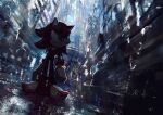  1boy city clenched_hand commentary_request gloves highres iyo_(1eavethebus) looking_back male_focus shadow_the_hedgehog solo white_gloves 