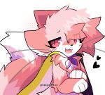  &lt;3 2023 ambiguous_gender anthro black_heart black_nose blush blush_lines canid canine cape clothing digital_media_(artwork) domestic_cat felid feline felis fox hair half_body hi_res hybrid lgbt_pride mammal multicolored_cape nonbinary_(lore) nonbinary_pride_colors open_mouth open_smile pink_ears pink_hair pink_mouth pink_tongue pinkpoffinz pride_color_cape pride_colors pride_month puffi_(pinkpoffinz) red_eyes simple_background smile solo tail tail_tuft tongue tuft whiskers white_background 