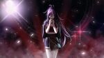  ahoge grey_eyes highres kotonoha_haruko lonely long_hair my_summer_adventure_-_memories_of_another_life non-web_source purple_hair rock solo sparkle visual_novel 