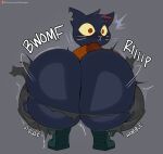  absurd_res anthro big_butt butt clothed clothing domestic_cat exclamation_point felid feline felis female grey_background hi_res huge_butt jinu looking_back mae_borowski mammal night_in_the_woods simple_background solo surprised_expression thick_thighs torn_clothing twerking 