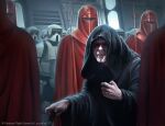  6+boys anthonyfoti armor black_robe cloak copyright_name darth_sidious english_text helmet holding holding_polearm holding_weapon hooded_robe imperial_royal_guard indoors looking_at_viewer multiple_boys palpatine polearm red_cloak robe scout_trooper spear star_wars upper_body watermark weapon 