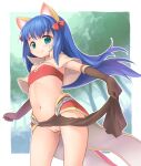  1girl animal_ear_fluff animal_ears ass_visible_through_thighs bangs bikini bikini_top_only blue_eyes blue_hair blush bow brown_gloves brown_skirt cat_ears closed_mouth clothes_lift commentary_request elbow_gloves emurin feet_out_of_frame flat_chest gloves hair_bow highres lifted_by_self long_hair looking_at_viewer mage_(ragnarok_online) majiko_(emurin) midriff navel pelvic_curtain pelvic_curtain_lift pussy ragnarok_online red_bikini red_bow red_skirt showgirl_skirt skirt smile solo swimsuit uncensored 