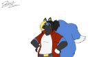  16:9 2021 2d_animation abs animated anthro belt biceps biped black_body black_fur black_hair black_nose black_sclera blonde_hair blue_body blue_fur breast_growth breasts canid canine clenched_teeth clothing color_change desmond_fallout_(desmondfallout) dipstick_ears dipstick_tail female fingerless_gloves fluffy fluffy_tail fox frame_by_frame fur gender_transformation gloves gloves_(marking) growth hair handwear male mammal markings mtf_transformation multicolored_ears muscle_growth muscular muscular_anthro muscular_female pupils shirt signature simple_background solo superhero superhero_costume tail tail_markings teeth thick_tail tongue topwear transformation white_background widescreen yellow_pupils yellow_tongue zezil 