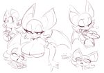  2023 anthro bat beverage blush breasts cleavage clothed clothing disgust drinking drinking_straw female mammal monochrome rouge_the_bat sega shoutingisfun sketch solo sonic_the_hedgehog_(series) wings 