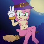  absurd_res amy_rose broom broom_riding cleaning_tool clothing eulipotyphlan famousfen female halloween hat headgear headwear hedgehog hi_res holidays idw_publishing mammal nude nude_female sega solo sonic_the_hedgehog_(comics) sonic_the_hedgehog_(idw) sonic_the_hedgehog_(series) witch_hat 