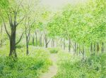  bush forest grass highres naoy_watercolor nature no_humans original painting_(medium) path plant scenery tall_grass traditional_media tree watercolor_(medium) 